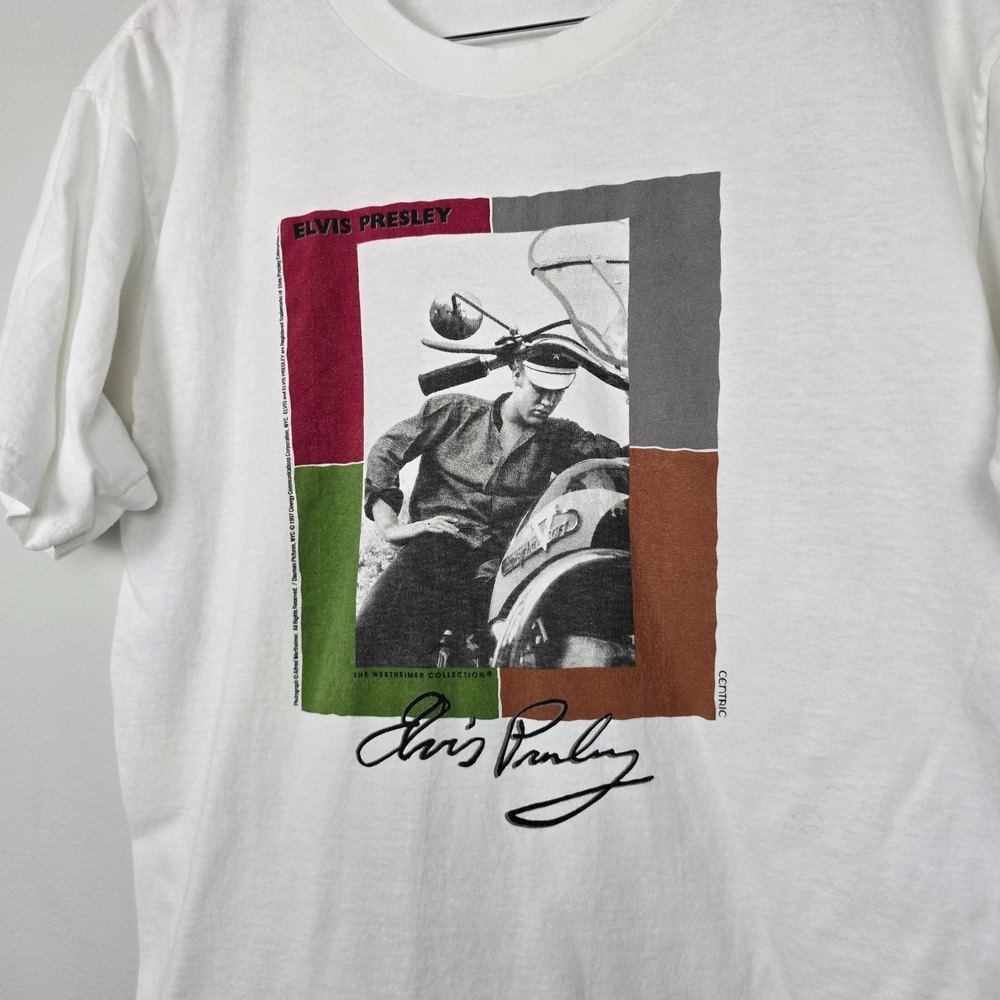 1997 Elvis Presley Motorcycle T-Shirt Mens Large Vintage 90s Graphic Tee USA - Picture 2 of 8